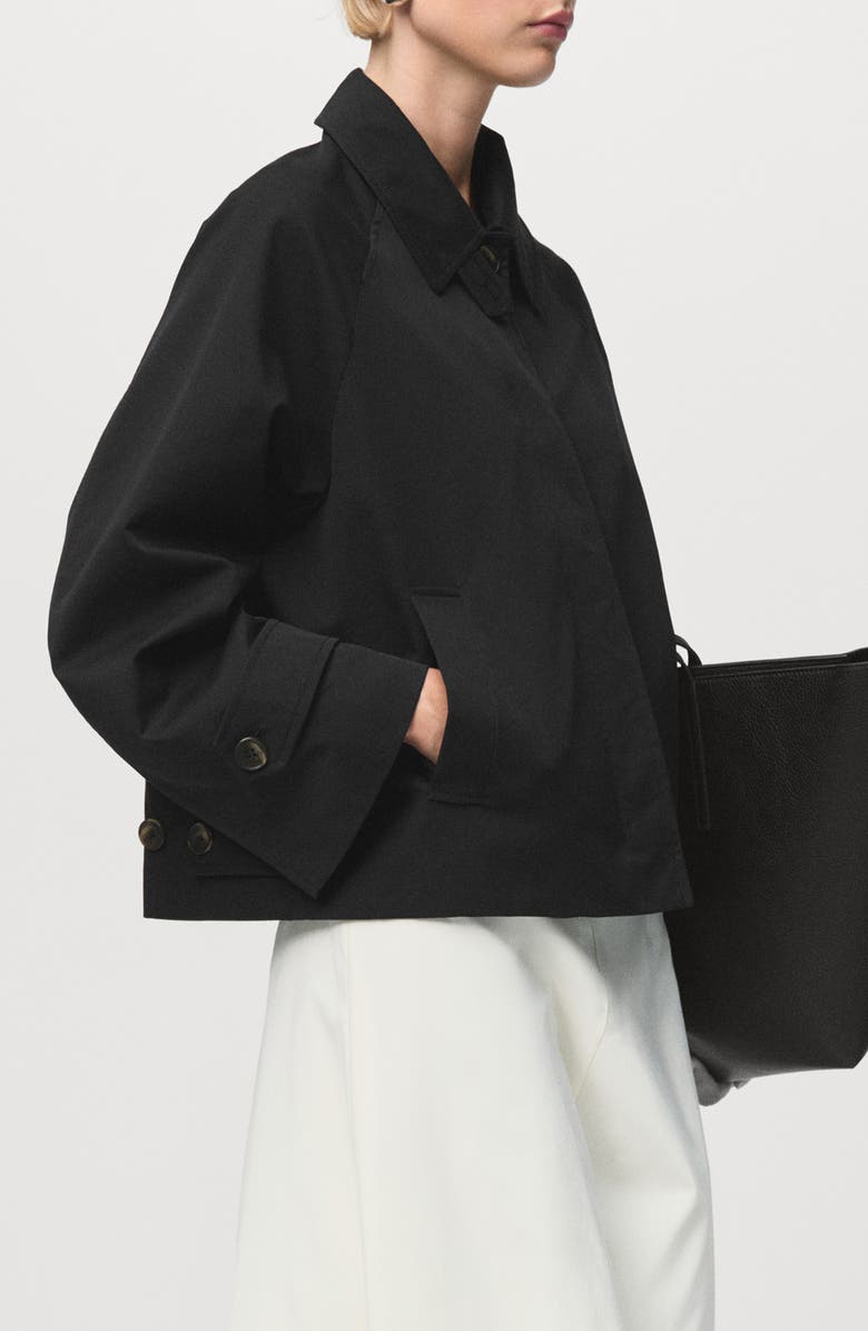 MANGO Newlipa Cotton Blend Jacket, Alternate, color, Black