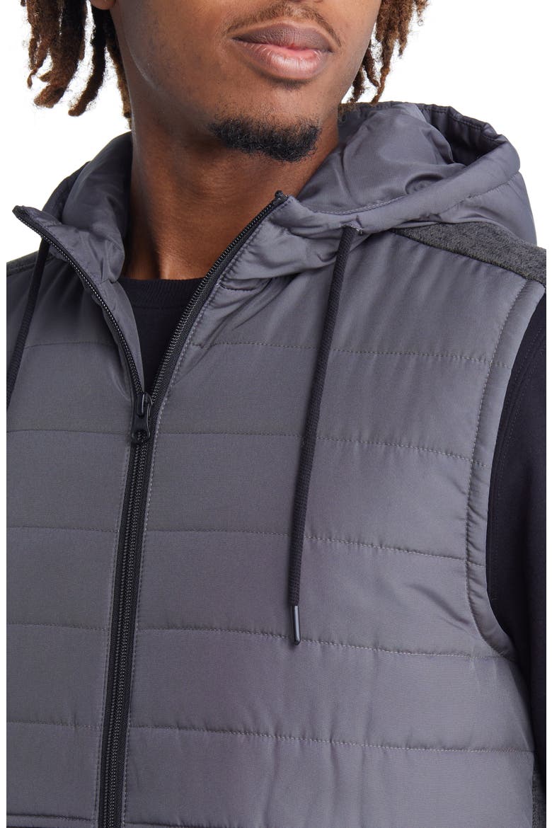 Hybrid Hooded Puffer Vest, Alternate, color, GREY DARK CHARCOAL