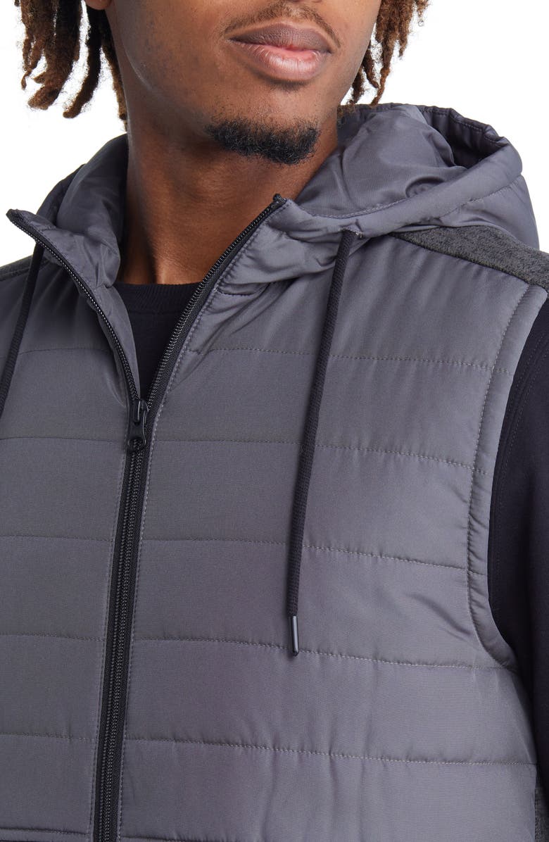 Zella Hybrid Hooded Puffer Vest, Alternate, color, 