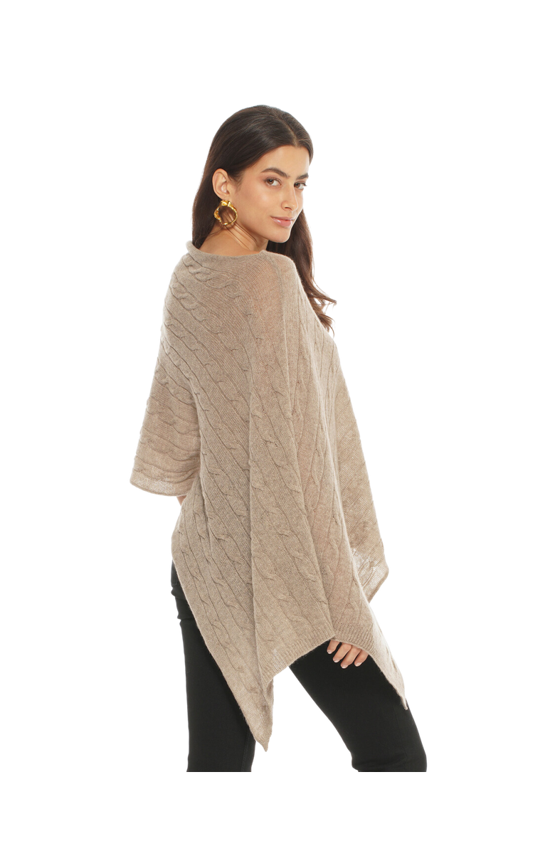 Monticelli Cashmere Pure Cashmere Textured Knit Poncho, Alternate, color, Light Gray