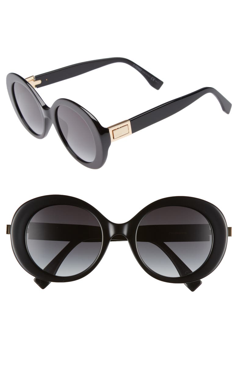 Fendi 52mm Round Sunglasses, Main, color,