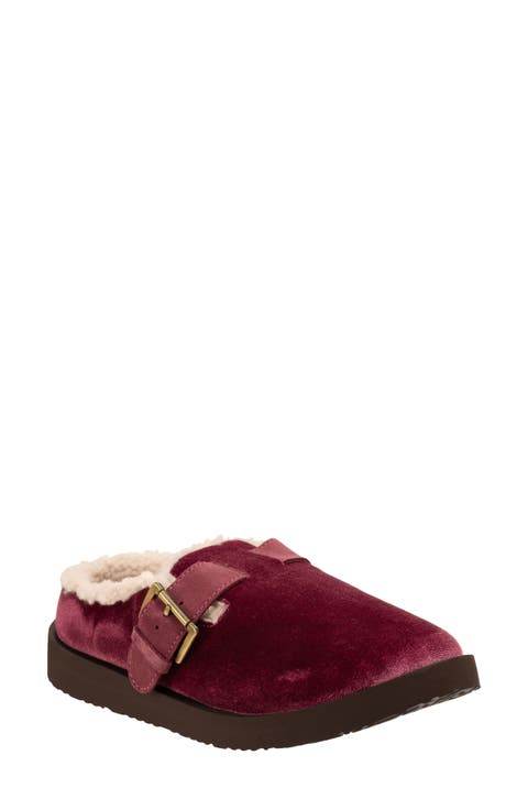 Gift Velvet Faux Shearling Lined Slipper (Women)