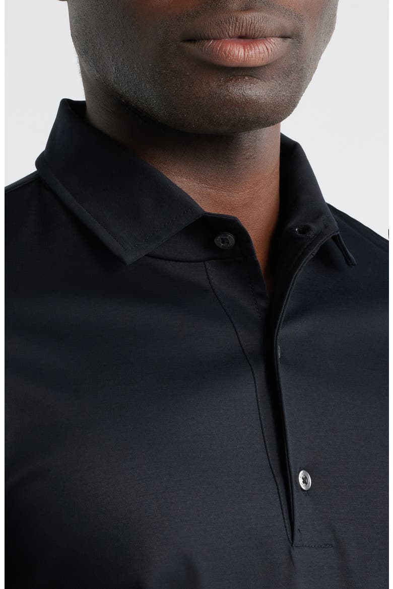 Mercerized Cotton Long Sleeve Polo, Alternate, color, BLACK