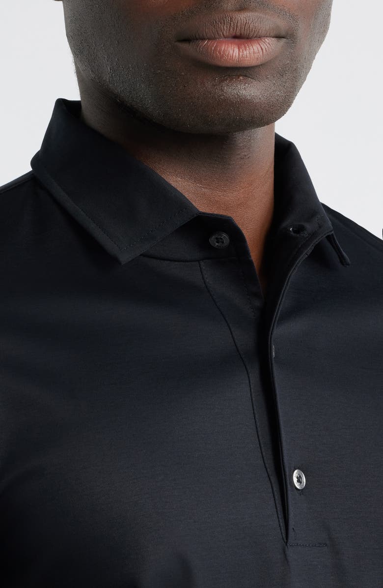 Aurélien Mercerized Cotton Long Sleeve Polo, Alternate, color, Black