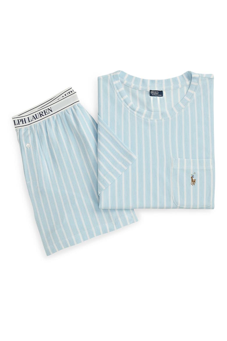 Logo Pocket Cotton & Modal Short Pajamas, Alternate, color, BALTIC SEA