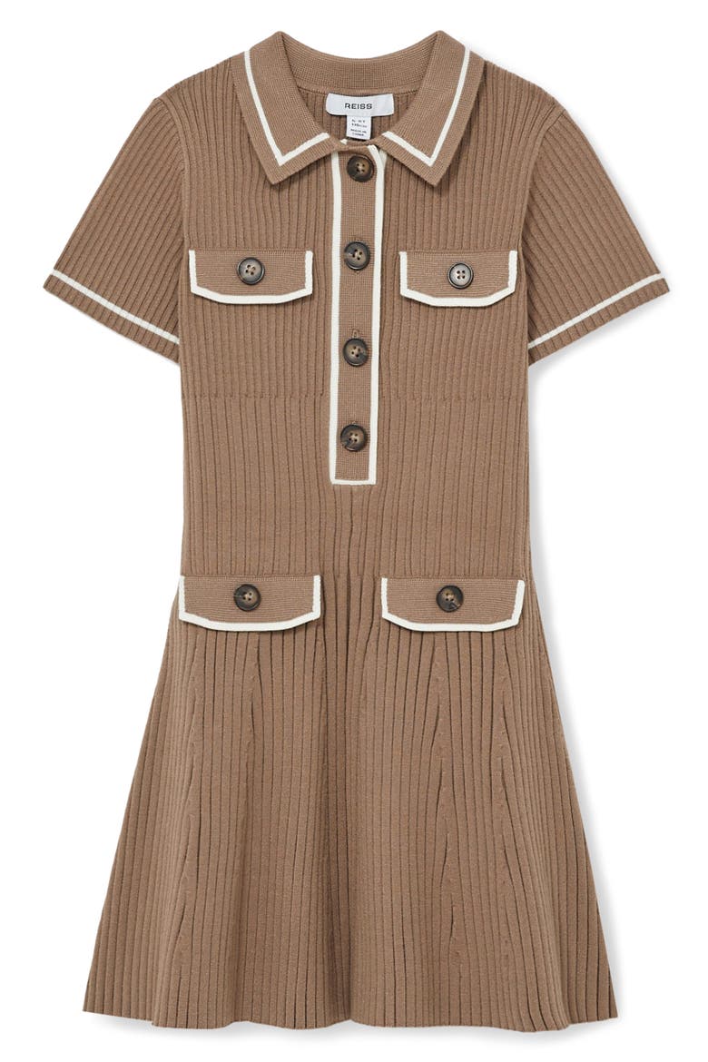 Kids' Sofia Rib Dress, Main, color, BROWN