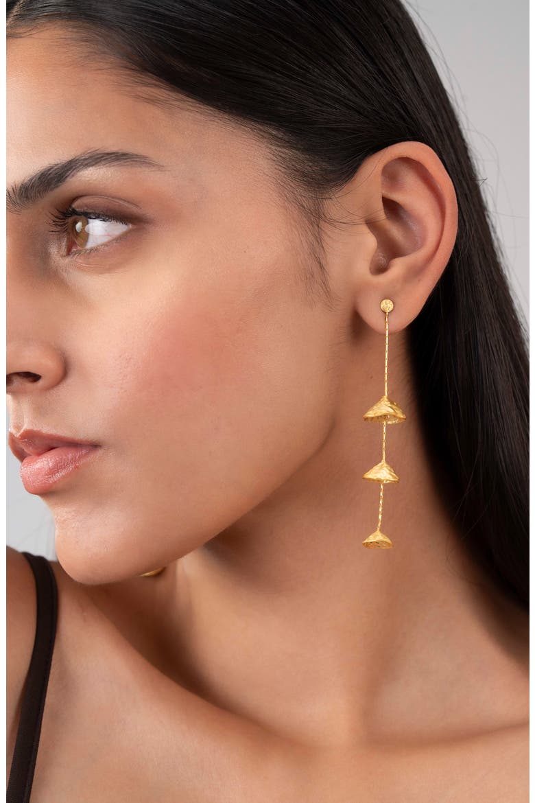 Rani Hammered Linear Drop Earrings, Alternate, color, GOLD