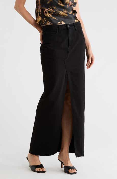 Rysa Front Slit Denim Maxi Skirt