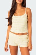 EDIKTED Lucy Ruffled Lace Crop Camisole