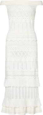 Milly Maven Ruffle Off the Shoulder Midi Dress