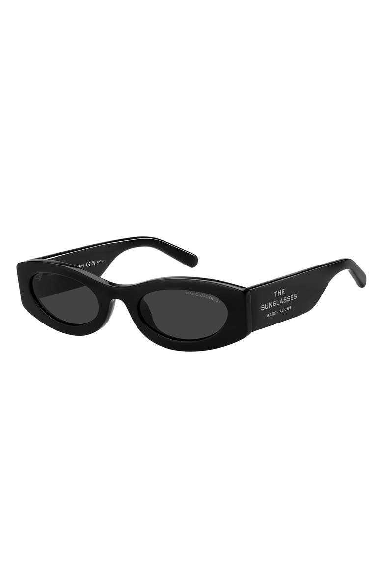 Marc Jacobs 51mm Oval Sunglasses, Alternate, color, Black/ Grey