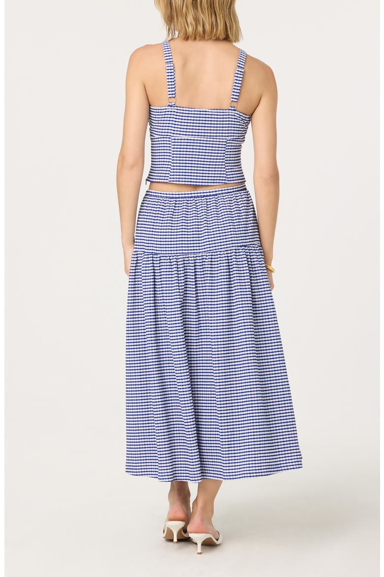 Drop Waist Cotton Blend Skirt, Alternate, color, BLUE GINGHAM