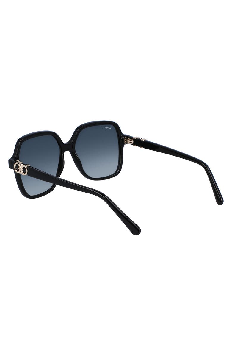 FERRAGAMO 57mm Gradient Rectangular Sunglasses, Alternate, color, Black