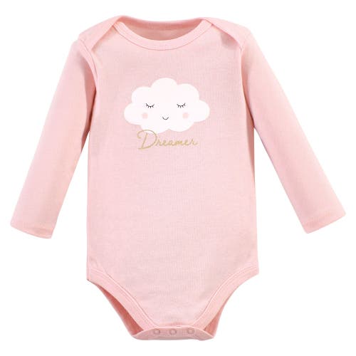Hudson Baby Infant Breathable Cotton Long-sleeve Bodysuit Bundle 3 Count In Pink