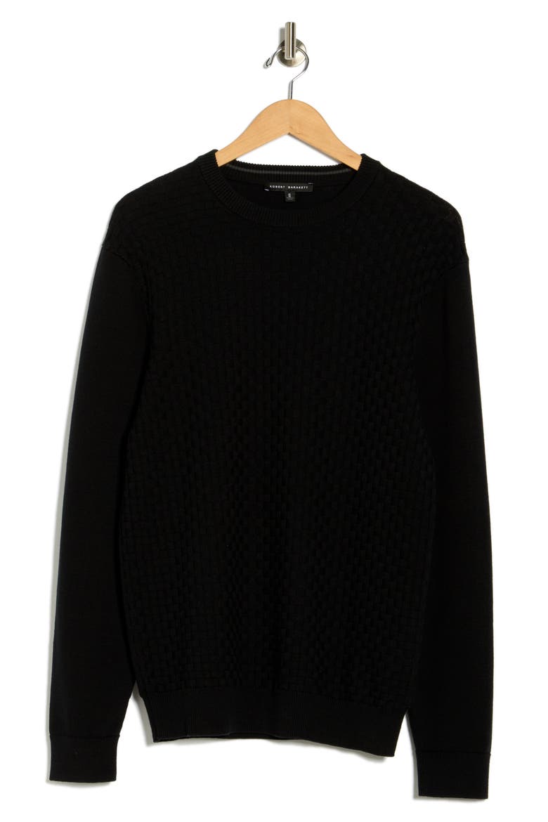 Ovalon Crewneck Cotton Sweater, Alternate, color, BLACK