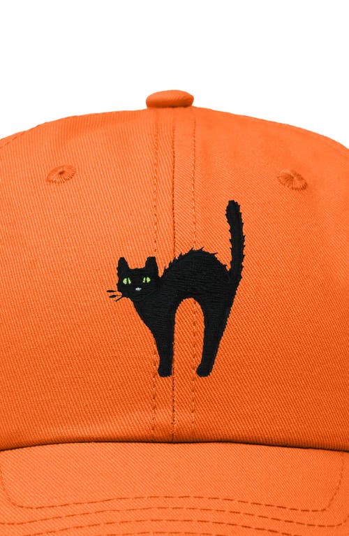 Dalix Black Cat Embroidered Casual Hat In Orange