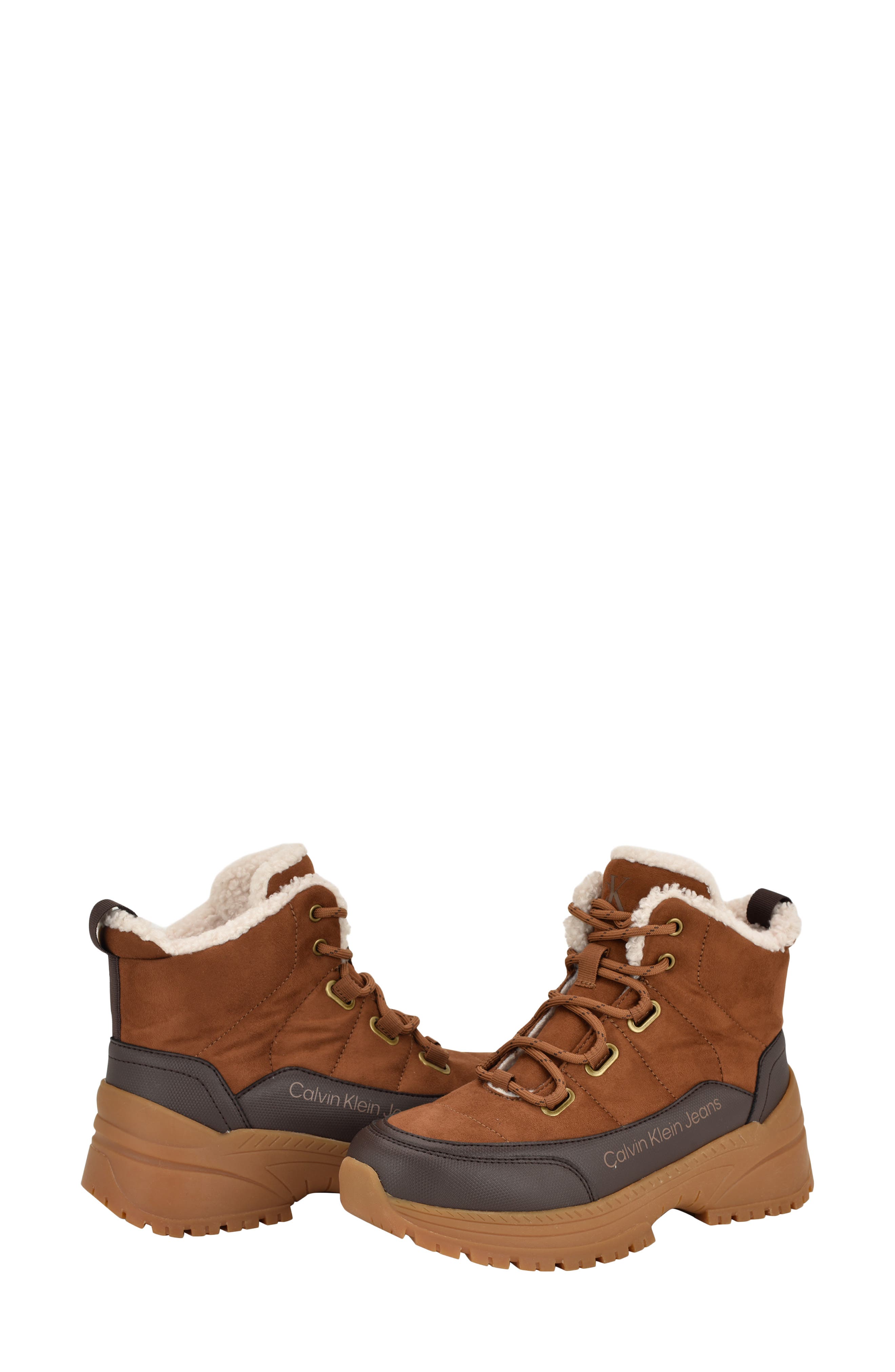 Calvin Klein Noanne Quilted Winter Boot, Alternate, color, Medium Brown