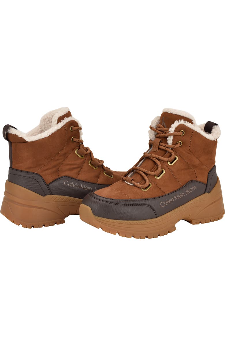 Calvin Klein Noanne Quilted Winter Boot, Alternate, color, Medium Brown