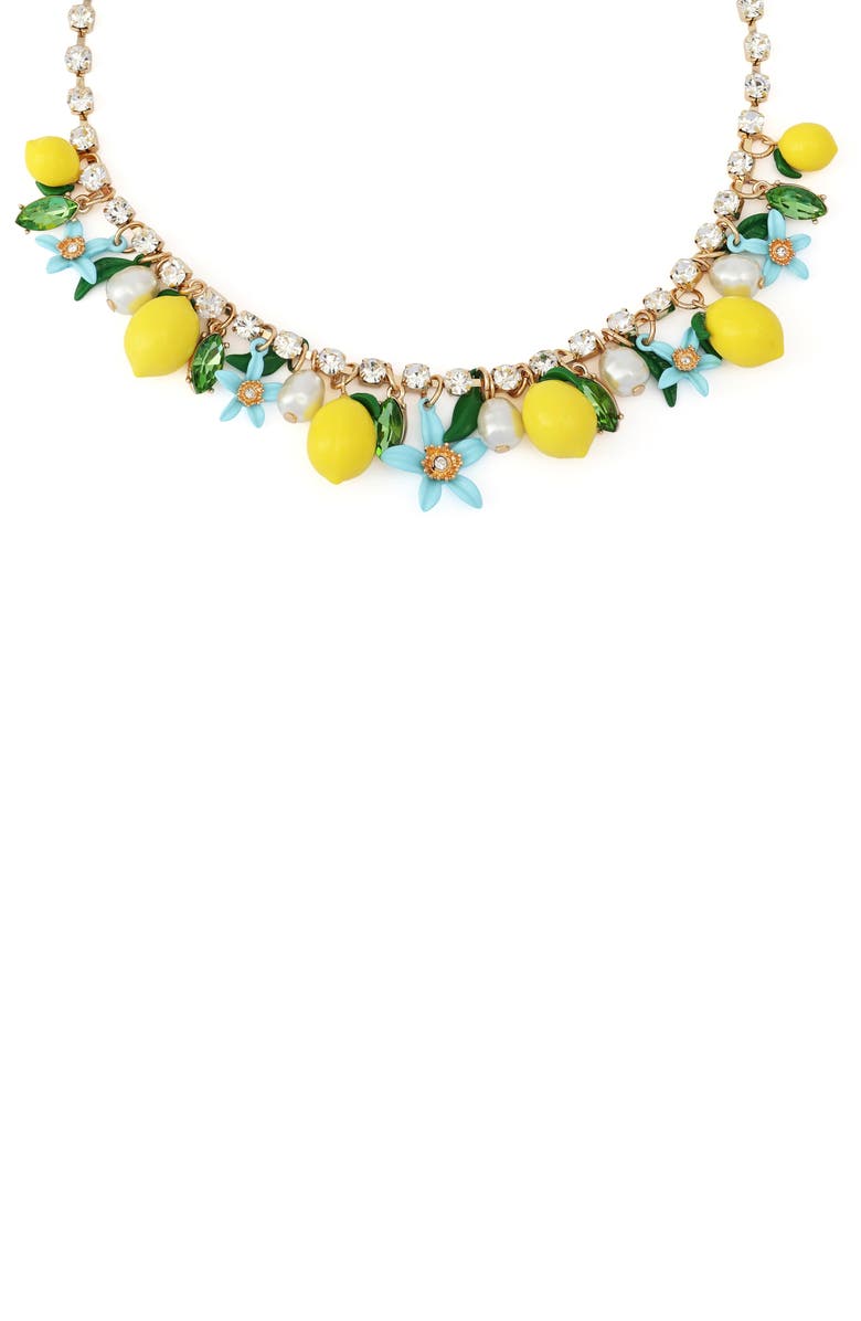 Betsey Johnson Shaky Lemon Frontal Necklace, Alternate, color, 