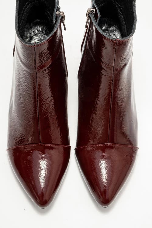 Forever & Always Shoes Gael Leather Block Heel Boot In Burgundy