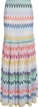 Missoni Tiered Raschel Metallic Zigzag Maxi Skirt