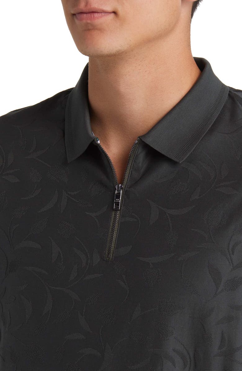 Ted Baker London Floral Jacquard Zip Polo, Alternate, color, 