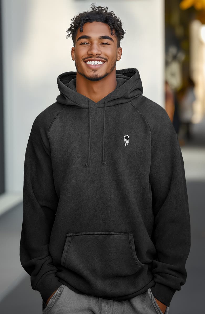 Dalix Astronaut  Midweight Mineral Washed Hoodie, Alternate, color, Black