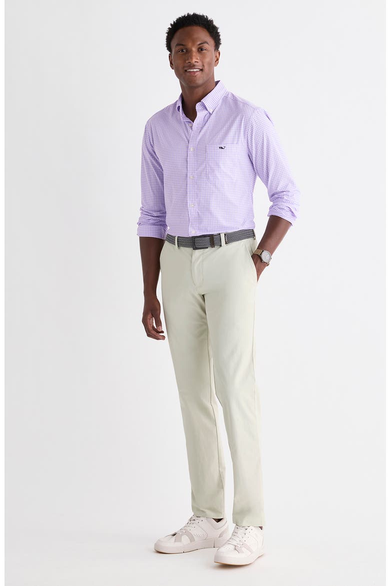 Gingham Performance Button-Down Shirt, Alternate, color, LAVENDER SKY