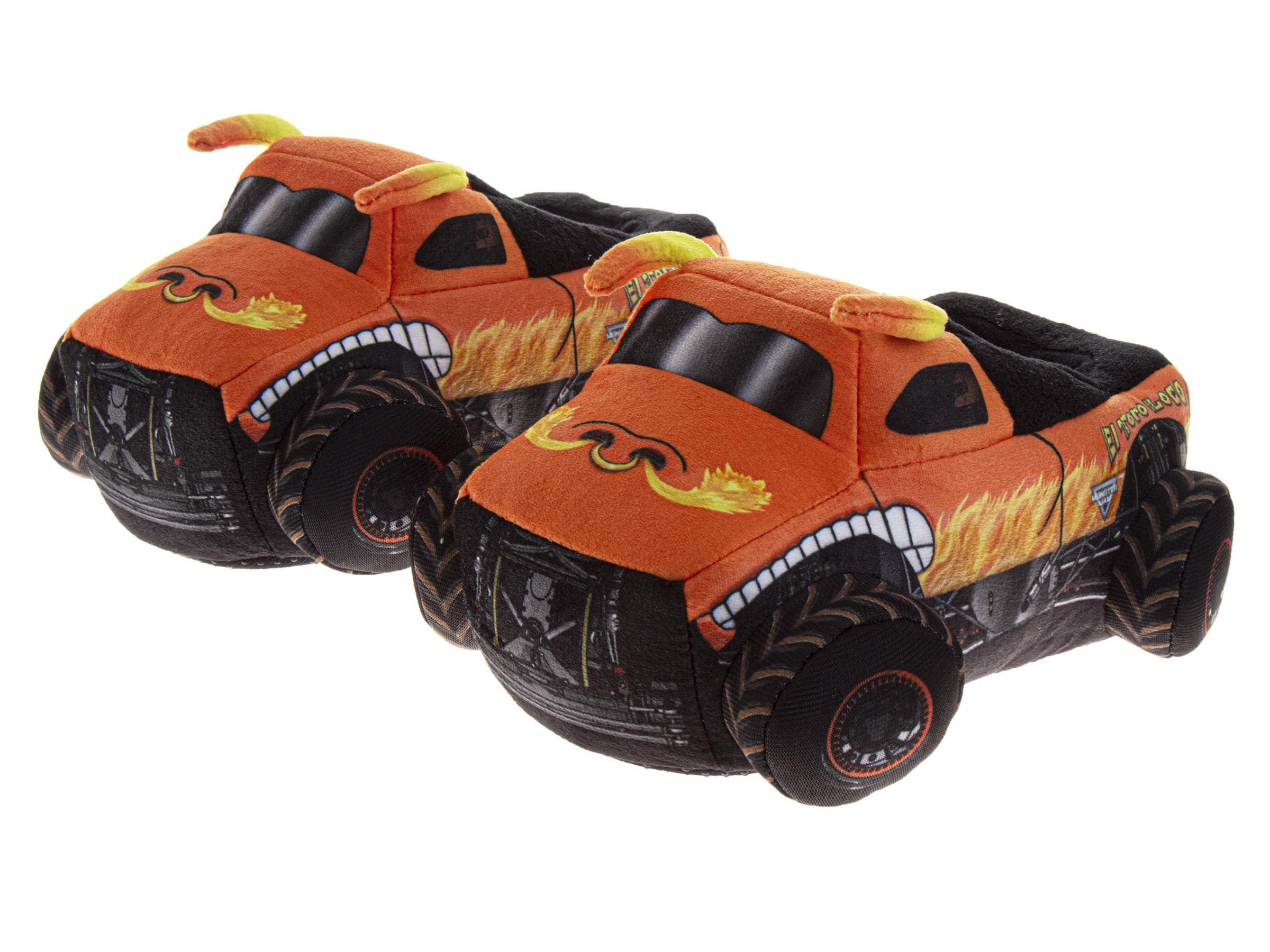 Monster Jam Boys' 3D Plush Slippers, Main, color, Orange Black