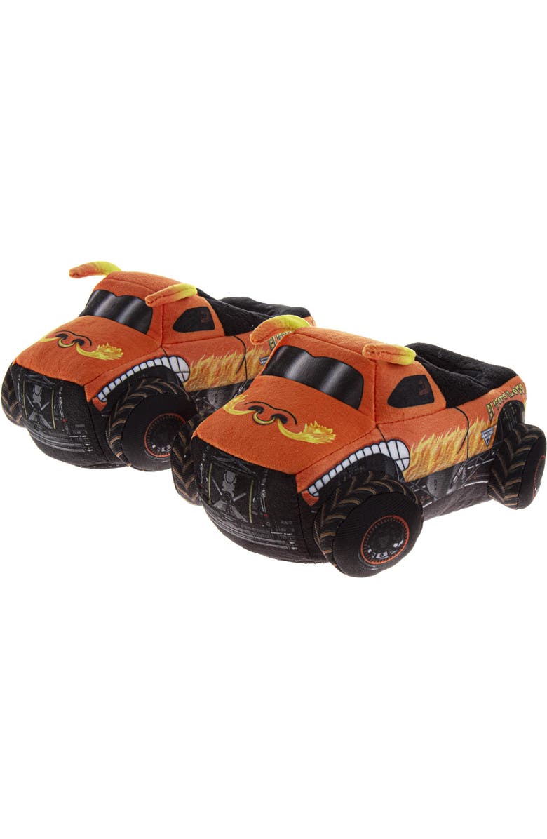 Monster Jam Boys' 3D Plush Slippers, Main, color, Orange Black