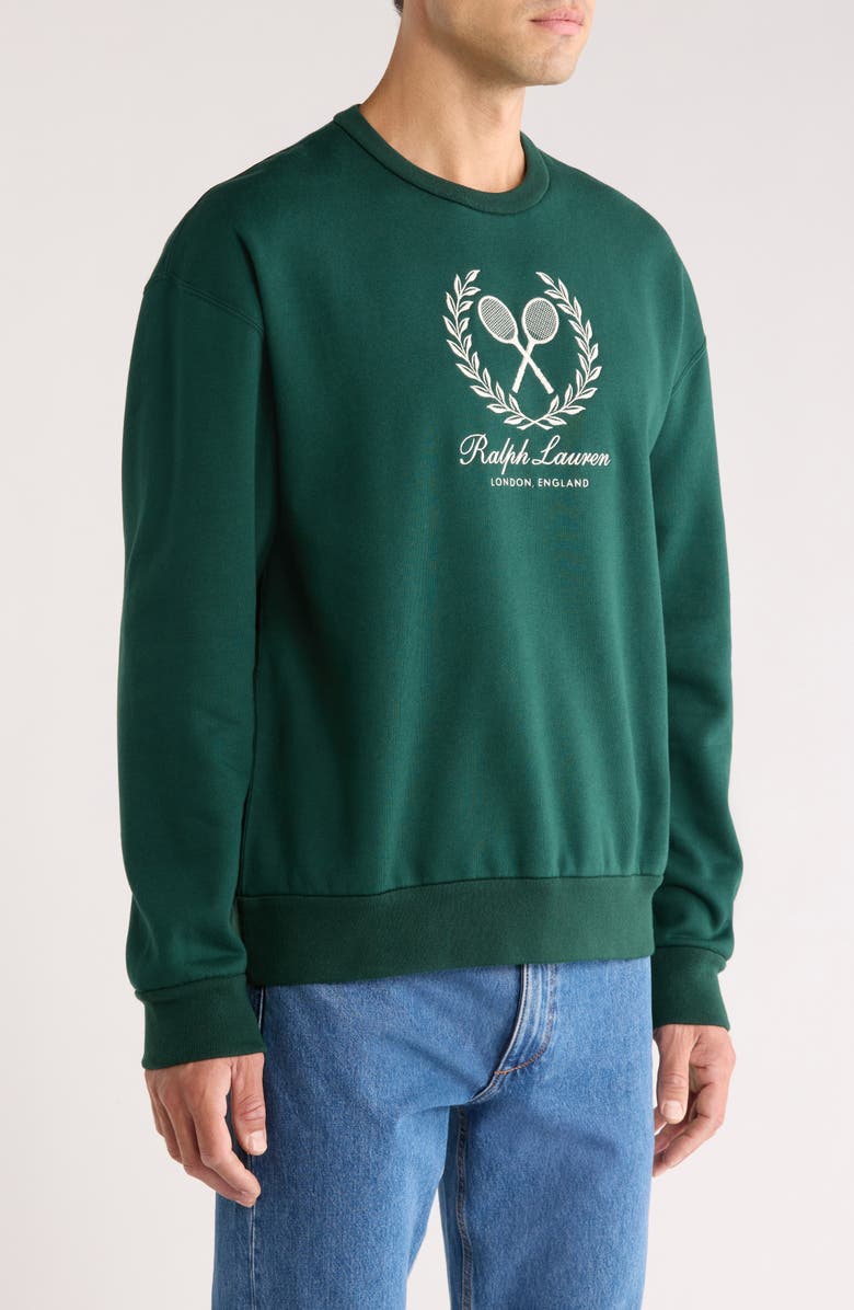 Ralph Lauren Purple Label Embroidered Cotton & Cashmere Sweatshirt, Alternate, color, Moss Green
