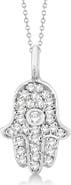 ALLUREZ Natural Diamond Hamsa Hand Pendant Necklace 14K