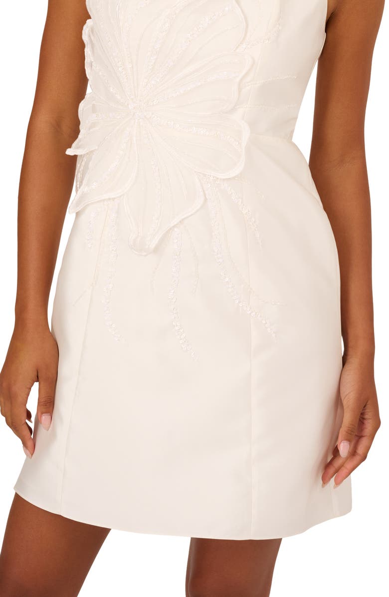 Adrianna Papell Beaded Petal Mikado Dress, Alternate, color, Ivory