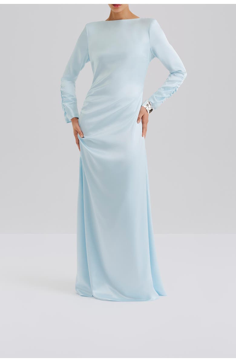 Malina Luisa Ruched Long Sleeve Maxi Dress, Alternate, color, Icy Blue