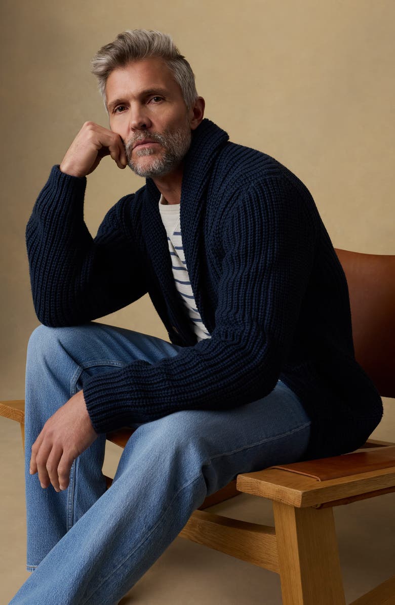 Faherty Pima Cotton Cardigan, Alternate, color, Playa Navy