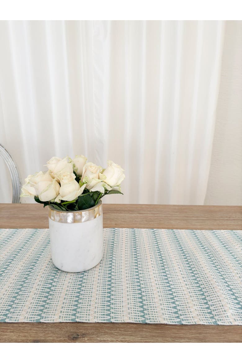Summer Twist Indoor Outdoor Table Runner, Alternate, color, Aqua Blue