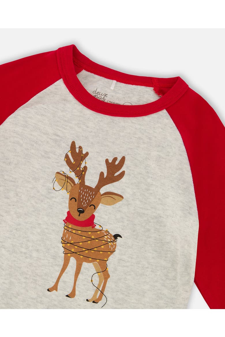 Two-Piece Organic Cotton Pajama Set Reindeer, Alternate, color, Beige