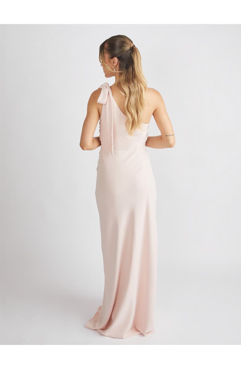 Six Stories Bow One Shoulder Crepe Bridesmaid Dress, Alternate, color, Blush