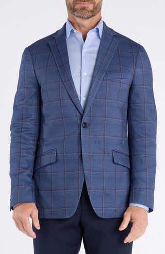 Shoreditch Slim Fit Blue Windowpane Knit Spot Coat