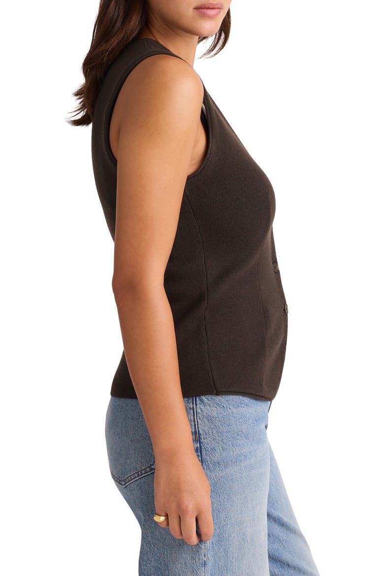 V-Neck Merino Wool Button-Up Sweater Vest, Alternate, color, MOLASSES