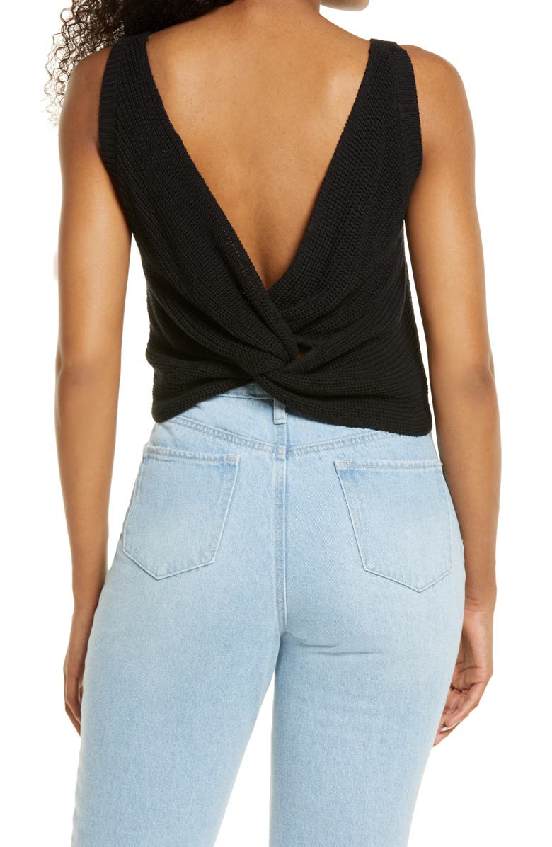 Lulus Let's Get Away Twist Back Tank Sweater, Alternate, color,
