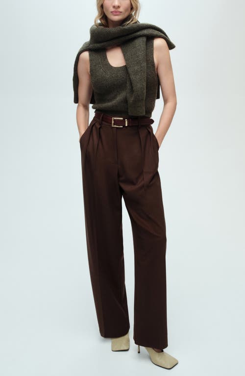 Mango Erizo Crop Knit Tank In Khaki Green