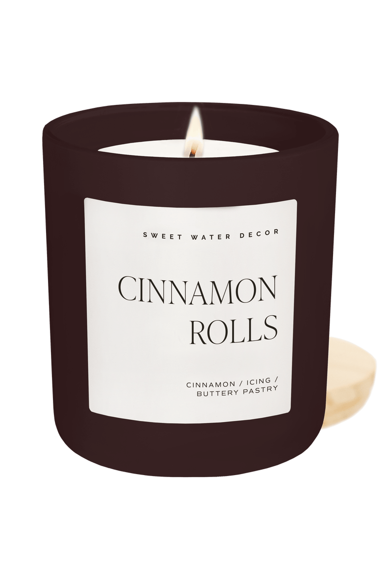 Brown Matte 15 oz Soy Fall Candle, Main, color, Cinnamon Rolls
