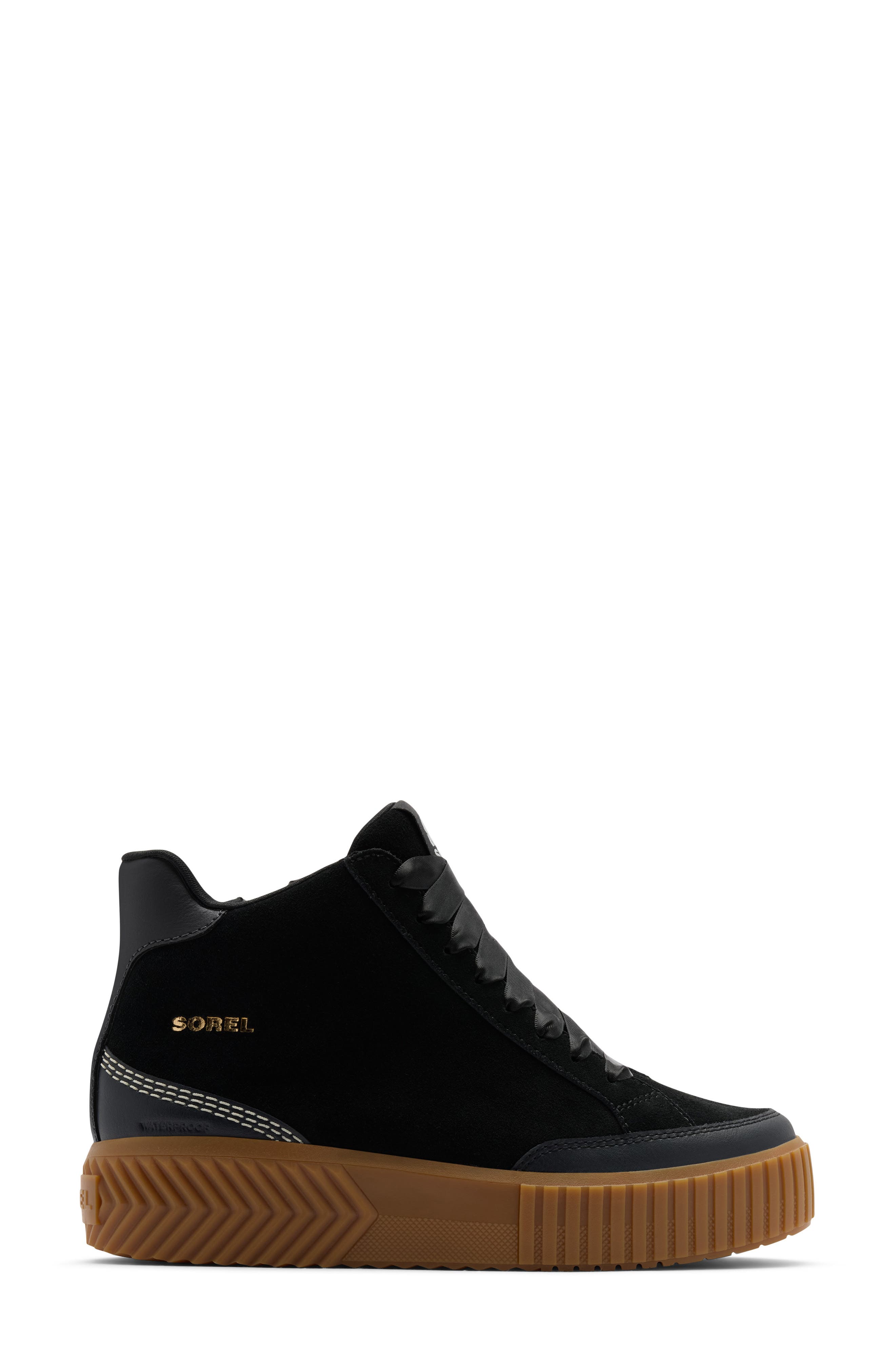 Ona Ave Waterproof Zip Mid Leather Sneaker, Alternate, color, BLACK/ GUM 2