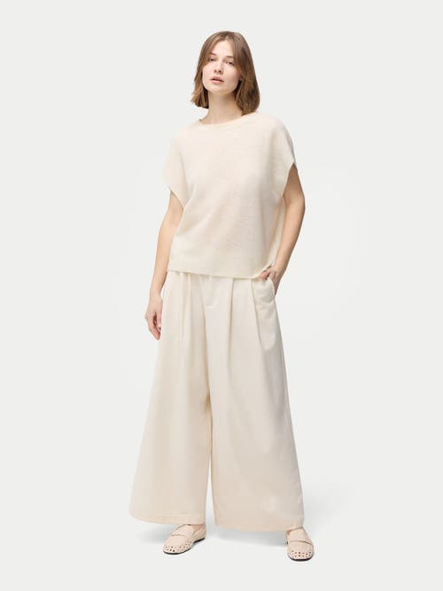 Gobi Mongolian Cashmere Batwing Short-sleeved Cashmere Top In Off White