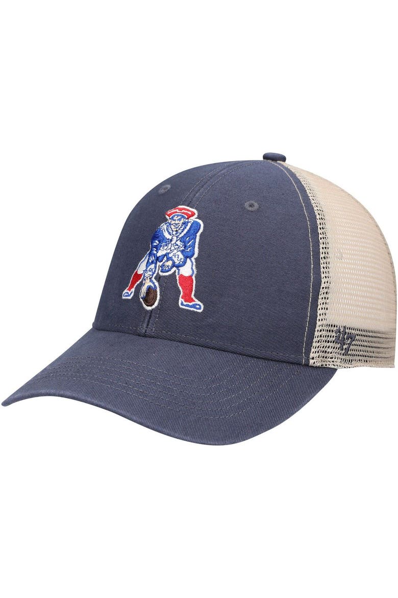 Men's '47 Navy/Natural New England Patriots Flagship MVP Snapback Hat, Main, color, Navy