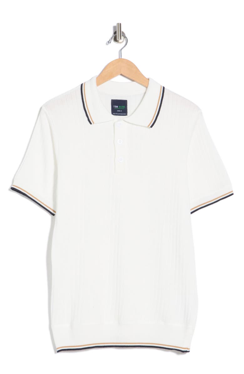 TOM BAINE Knit Polo Sweater, Main, color, White