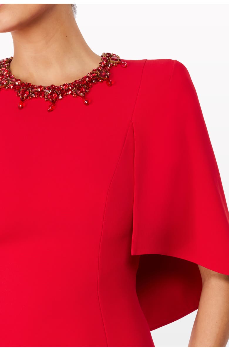Jenny Packham Ursa Embellished-Neck Midi Dress, Alternate, color, Chilli Red