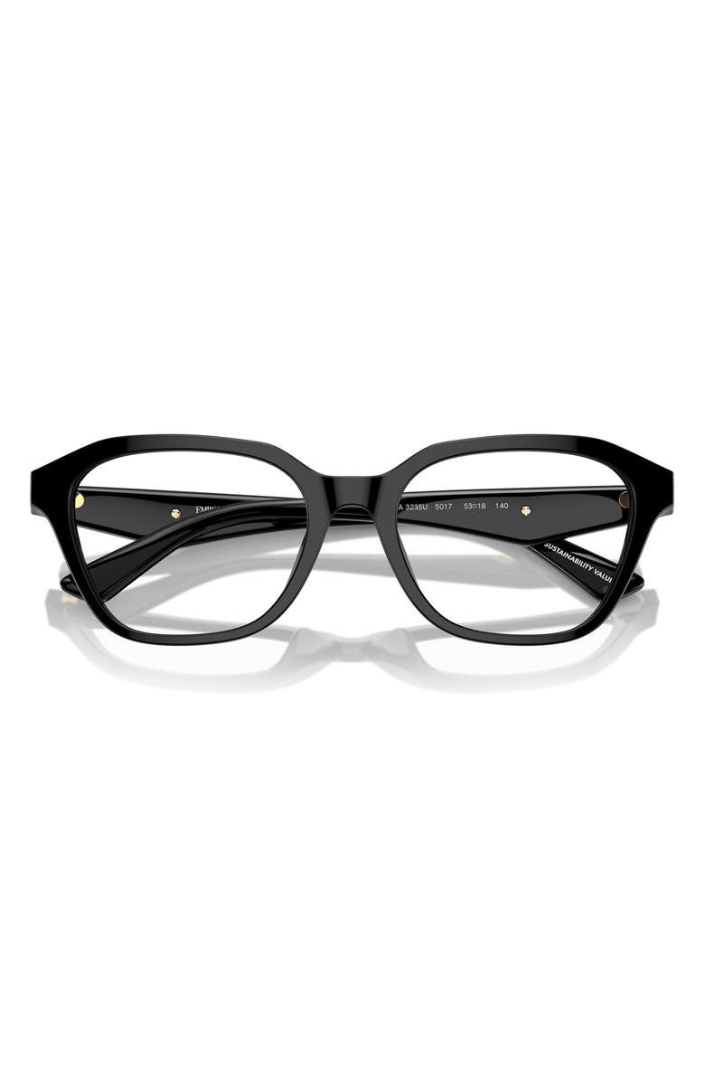 Emporio Armani 53mm Irregular Optical Glasses, Alternate, color, Shiny Black / Demo Lens