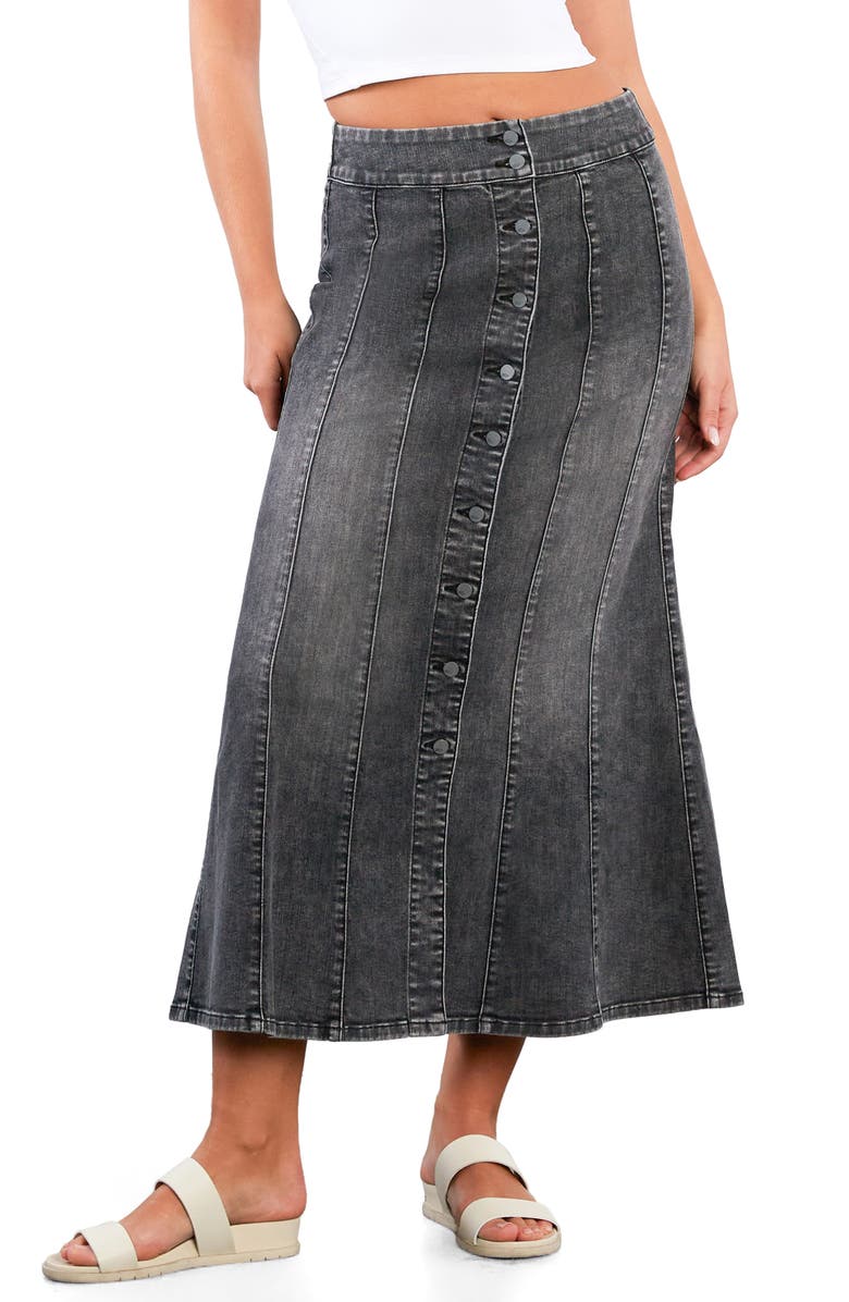 Wash Lab Denim Stretch Denim Maxi Skirt, Main, color, Soft Grey